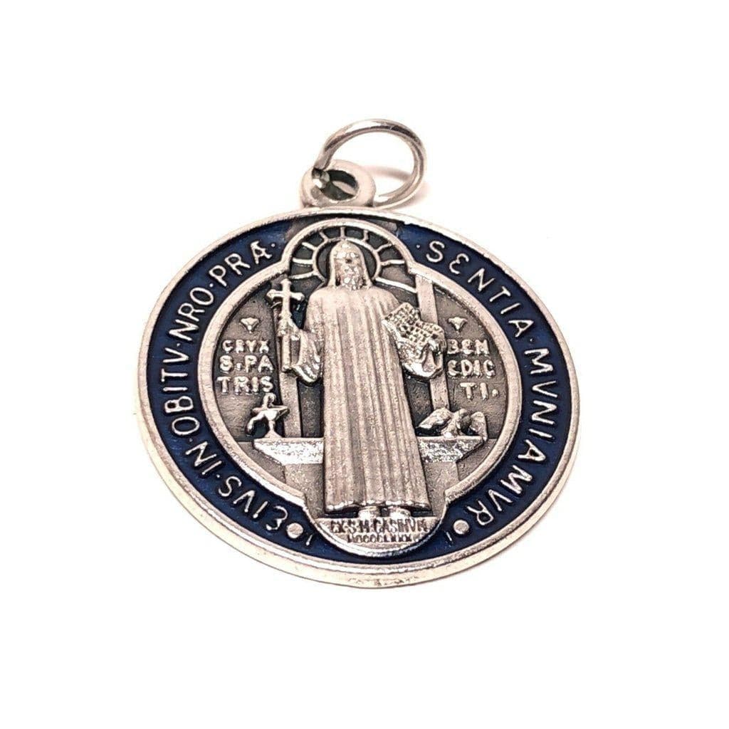St. Benedict 1" enamel colored medal - Catholic Exorcism - BLESSED BY POPE - Catholically