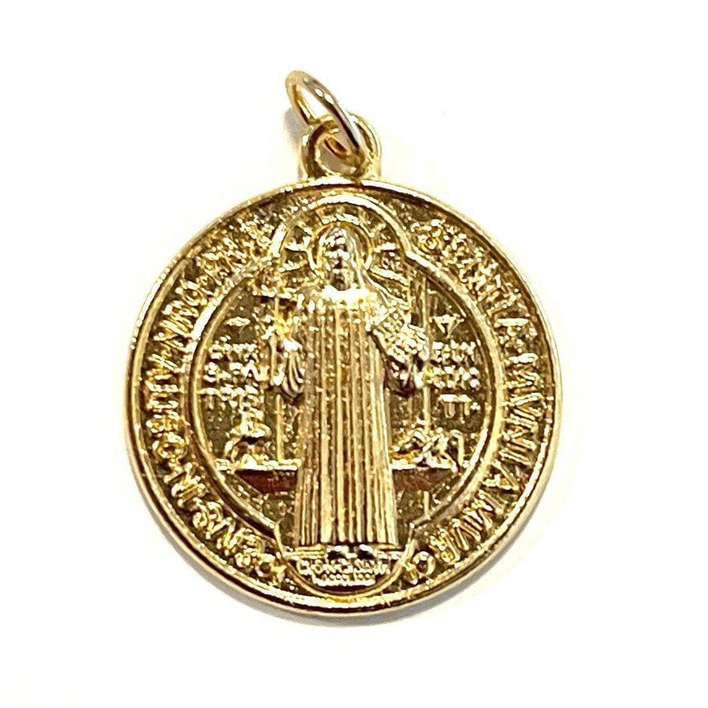 St Benedict 1" gold-tone Medal - Catholic Pendant - Exorcism - Blessed-Catholically
