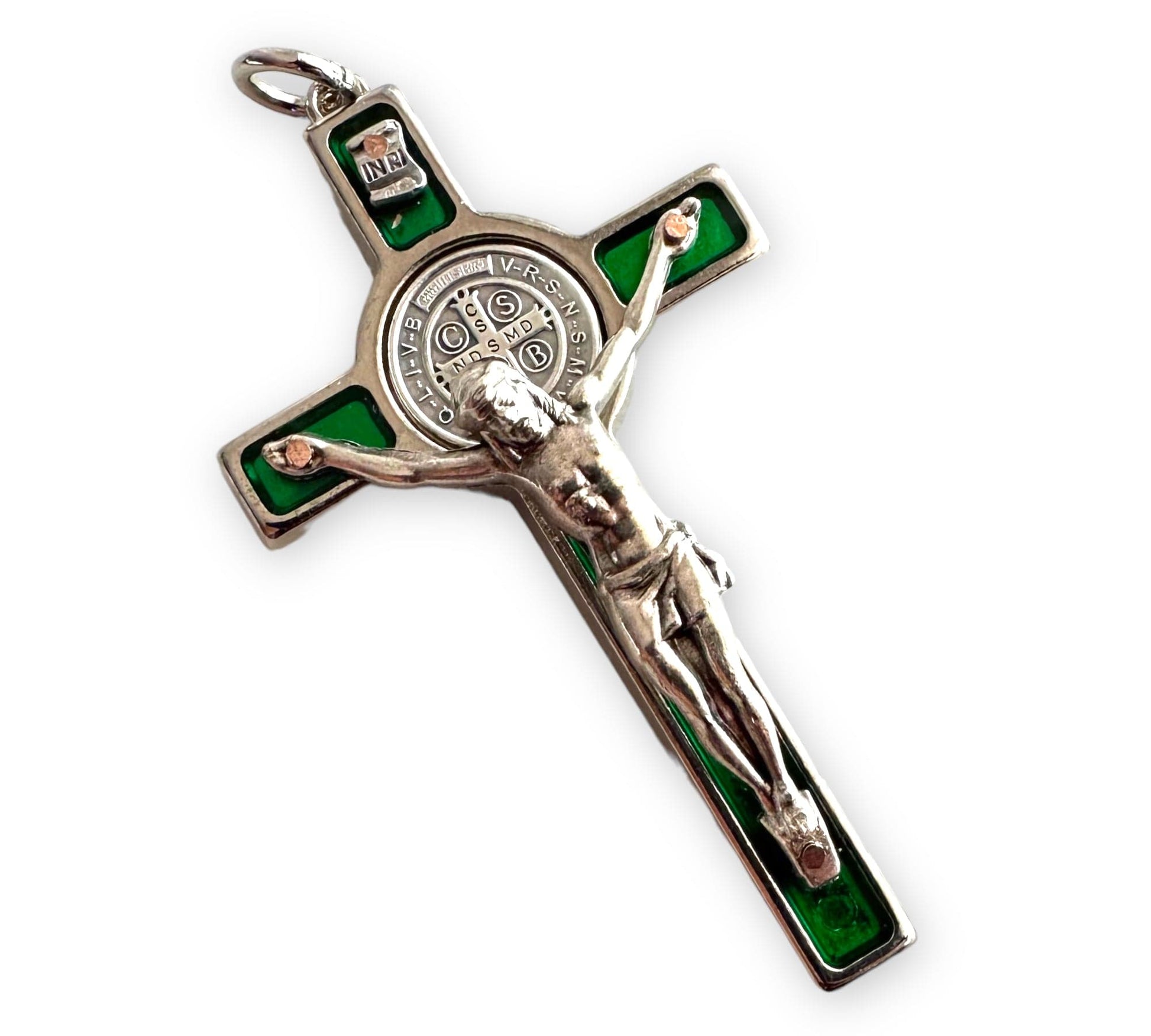 Catholically St Benedict Cross St. Benedict 2" 1/4 Green Crucifix - Exorcism - Cross - Blessed - San Benito