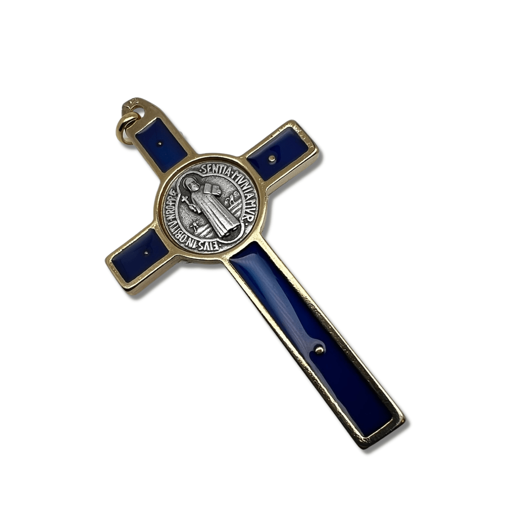 Catholically St Benedict Cross St. Benedict 3" Blue Crucifix - Exorcism - Cross Blessed By Pope - San Benito