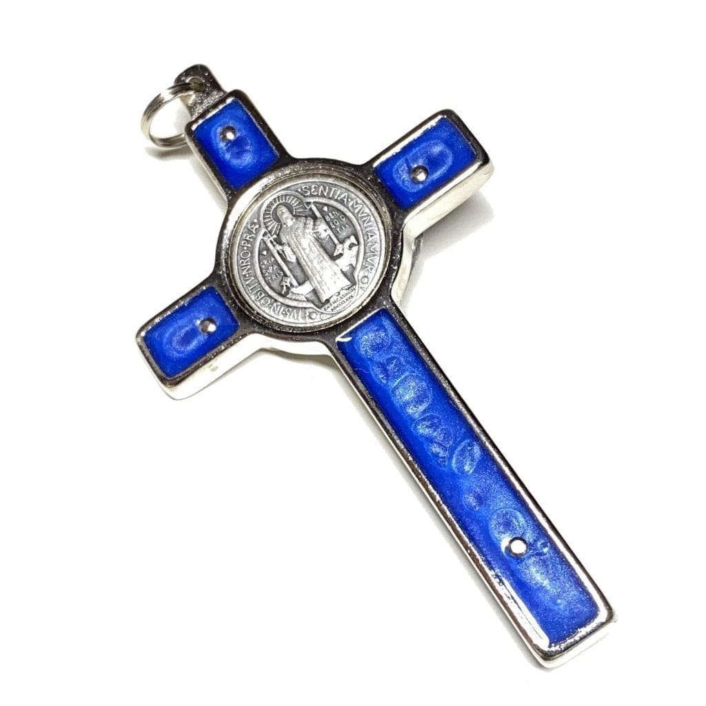 St. Benedict 3" Blue Crucifix - Exorcism - High Quality Cross Blessed By Pope-Catholically
