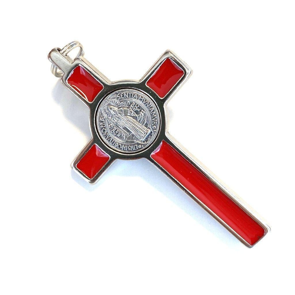 St. Benedict 3" Red Crucifix - Exorcism - Cross Blessed By Pope - San Benito-Catholically