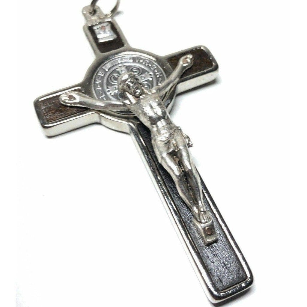 St. Benedict 3" Wood Crucifix - Exorcism -High Quality Cross Blessed By Pope-Catholically