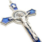 St. Benedict 4 1/4 BLUE Crucifix Exorcism Cross Blessed by Pope - San Benito - Catholically