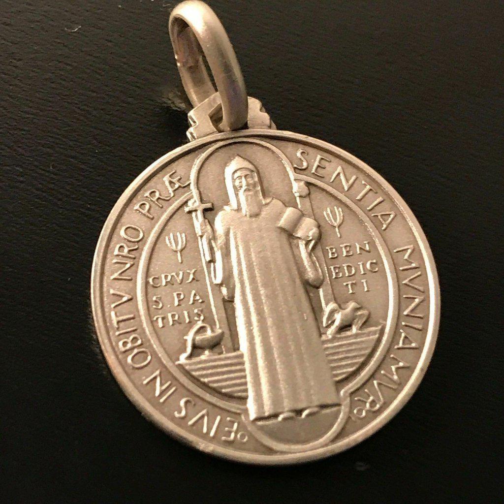 St. Benedict 925 Silver Medal -Pendant - Catholic Exorcism -Blessed By Pope-Catholically