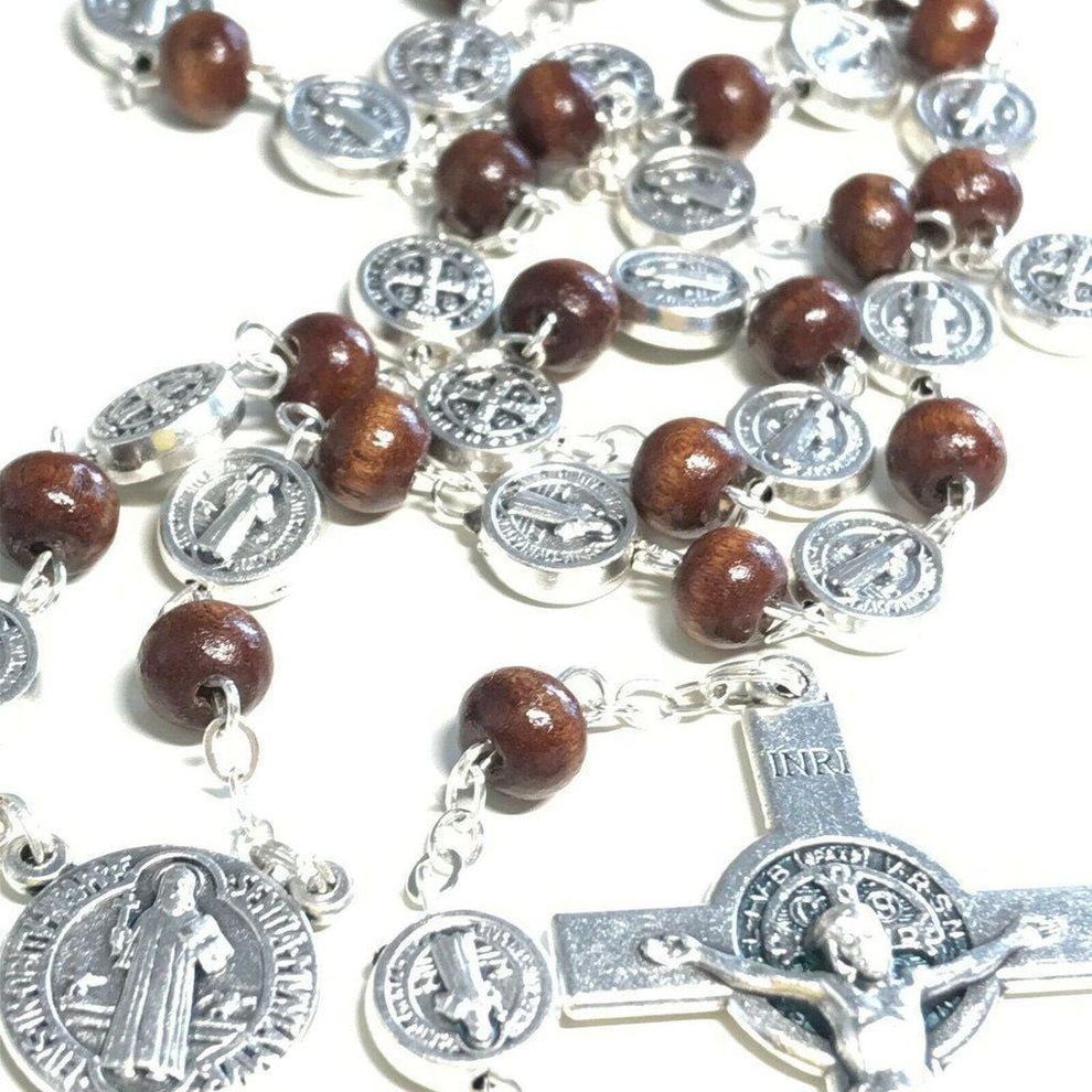 St. Benedict Benito Wood Rosary Catholic Exorcism - Blessed by Pope ...