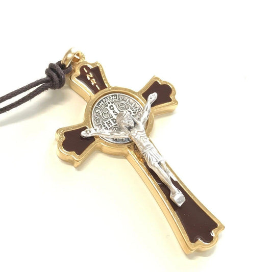 St. Benedict Brown 2" Crucifix - Exorcism Cross - Blessed by Pope -San Benito - Catholically
