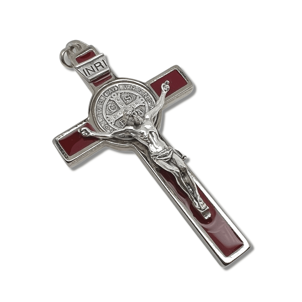 Catholically St Benedict Cross St. Benedict Cross - 3" Dark Red Crucifix - Exorcism - Blessed By Pope