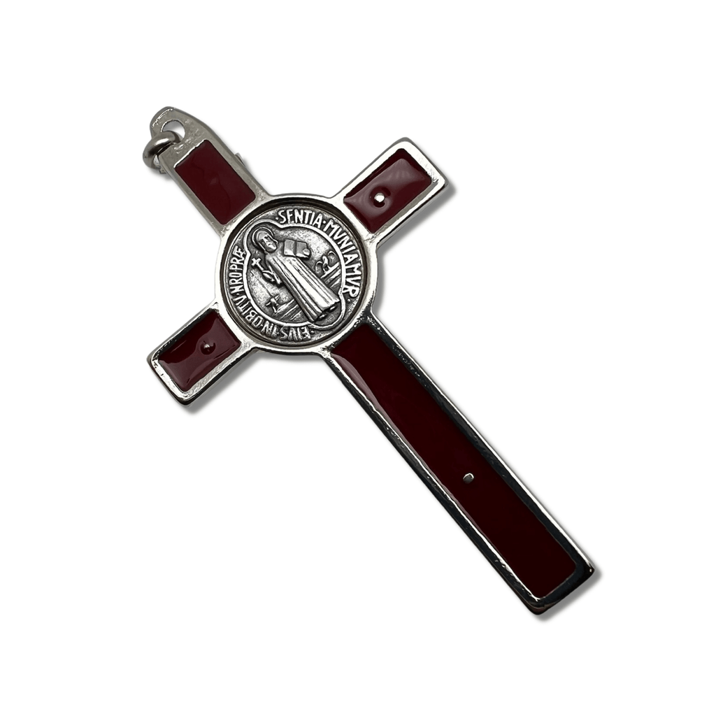 Catholically St Benedict Cross St. Benedict Cross - 3" Dark Red Crucifix - Exorcism - Blessed By Pope