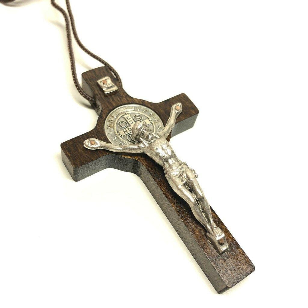 St. Benedict High Quality 3" Dark Wood Crucifix - Exorcism - Pectoral Cross-Catholically