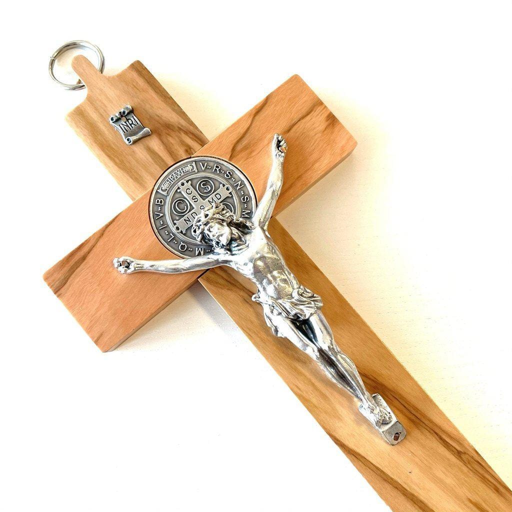 St. Benedict High Quality 8" Honey Wood Crucifix - Exorcism - Pectoral Cross-Catholically