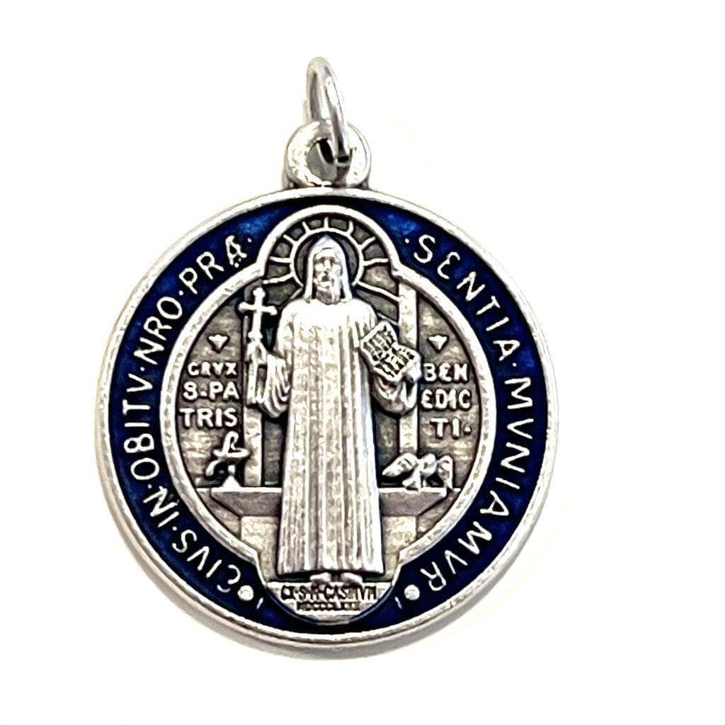 St Benedict Red And Blue Enamel 1" Medal Catholic Exorcism - Blessed B ...