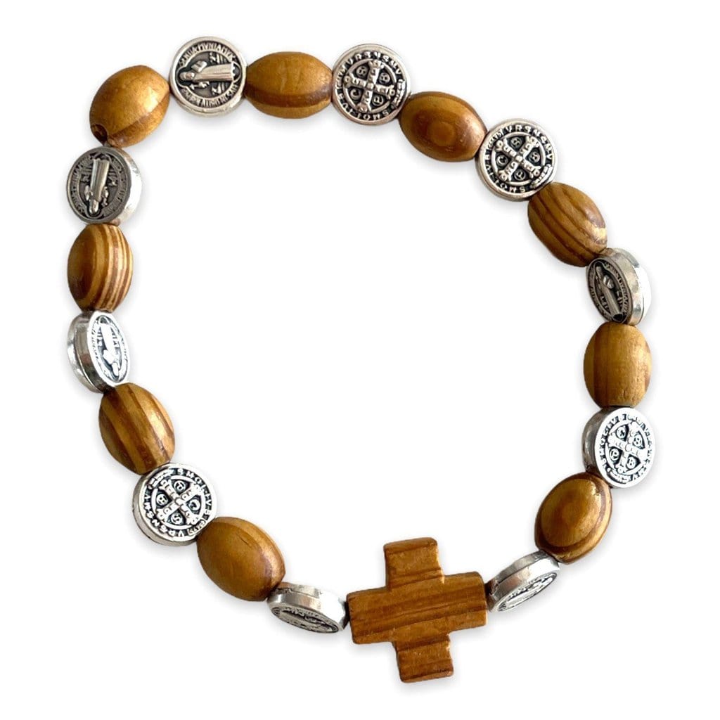 St. Benedict Wooden Bracelet - Medalla San Benito - Blessed-Catholically
