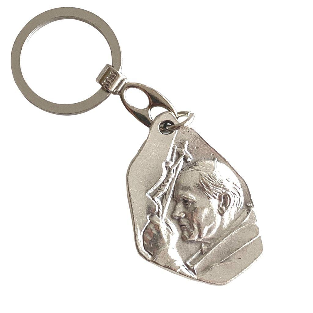 St. Christopher & St. John Paul II Key-chain - Blessed By Pope - Key Ring-Catholically