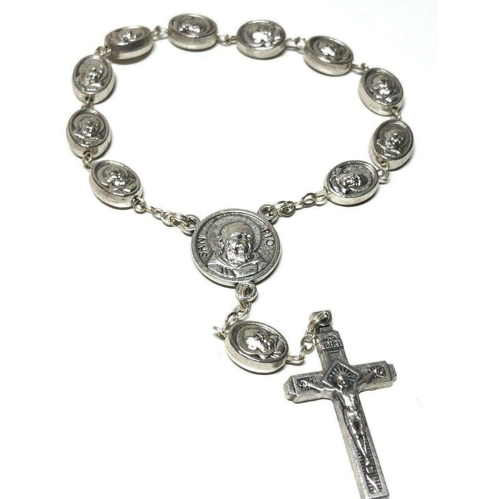 St Father Pio 10 beads hand rosary w/ 2nd class FREE Relic Saint Padre Pio - Catholically