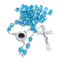 St Father Pio - Ab Blue Crystal Blessed Rosary W/ 2Nd Class Relic - Padre Pio-Catholically