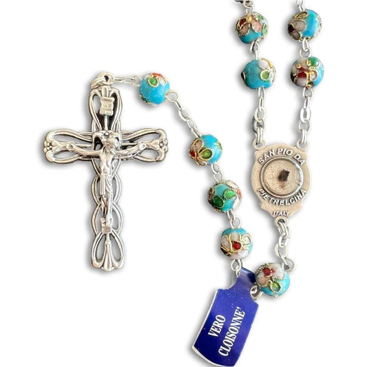 Catholically Rosaries St Father Pio Blessed Rosary with encased Relic of Padre Pio