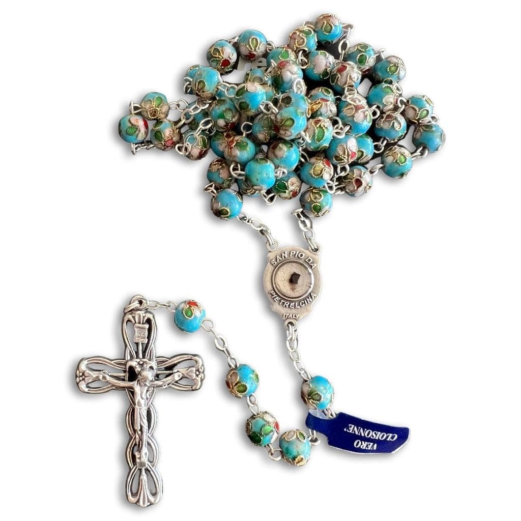 Catholically Rosaries St Father Pio Blessed Rosary with encased Relic of Padre Pio