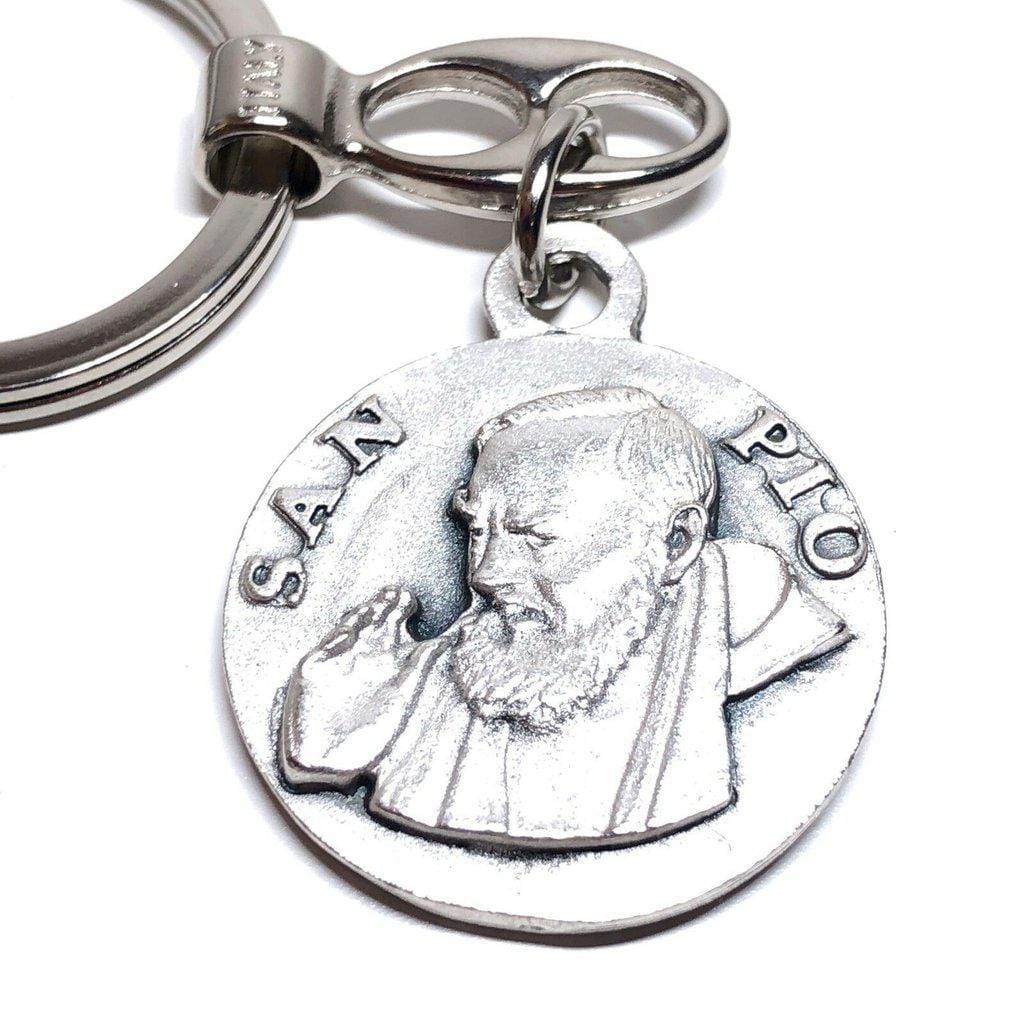 St. Father Pio - Key ring -Keyring Keychain San Padre Pio RELIC ex-indumentis - Catholically