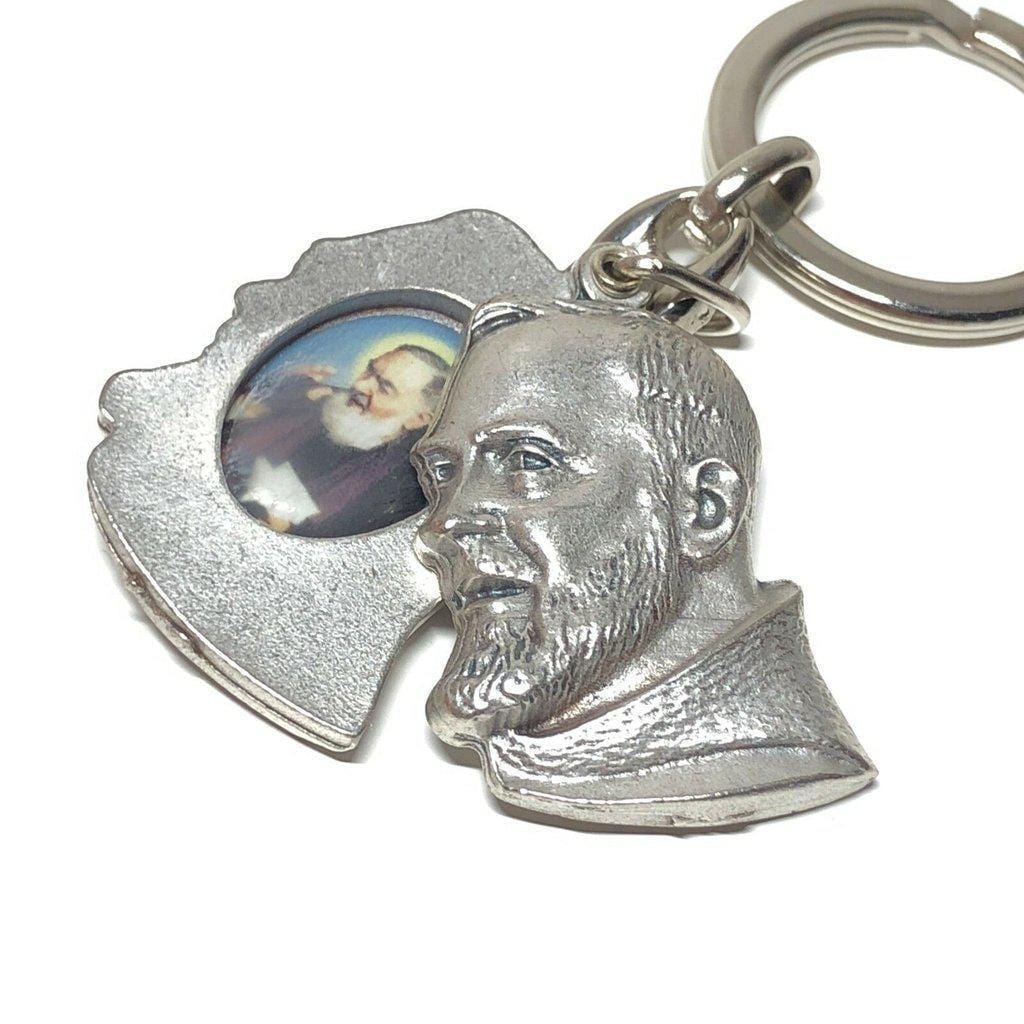 St. Father Pio - Key ring - Keyring - San Padre Pio RELIC ex-indumentis - Catholically