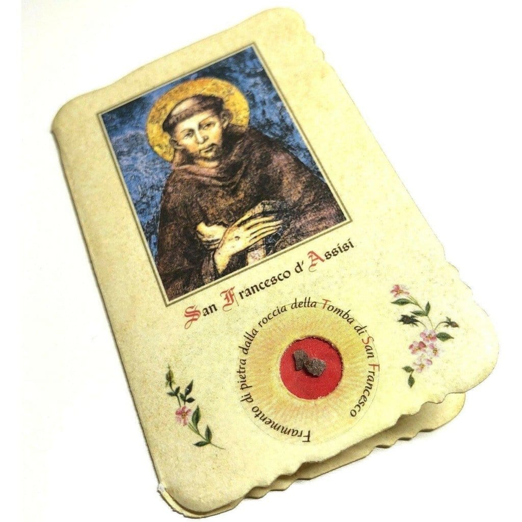 St. Francis Of Assisi 2Nd Class Relic - Holy Card - Rock Fragment Of The Tomb-Catholically
