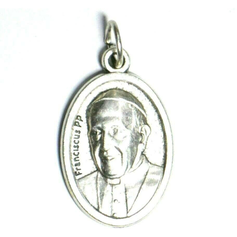 St. Francis & Pope Francis Silver Oxidized Medal Pendant Blessed By Pope-Catholically