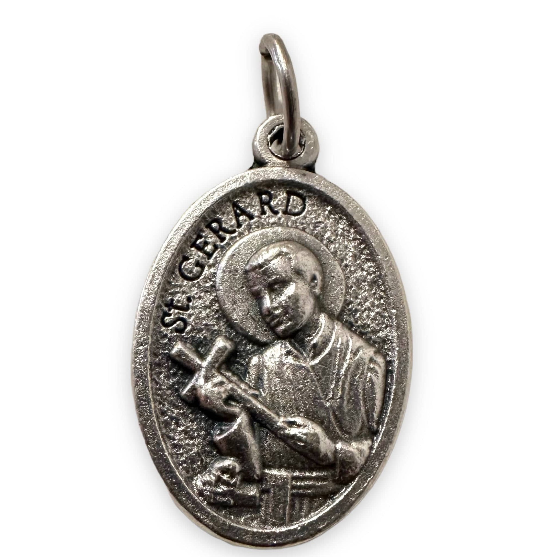 Catholically Medal St. Gerard & Our Lady Of Perpetual Help  Silver Oxidized Medal Pendant