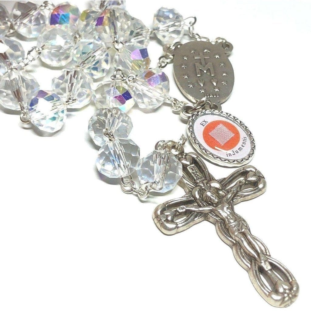 St. John Paul Ii - Crystal Rosary +Relic Medal Ex-Indumentis -Blessed By Pope-Catholically