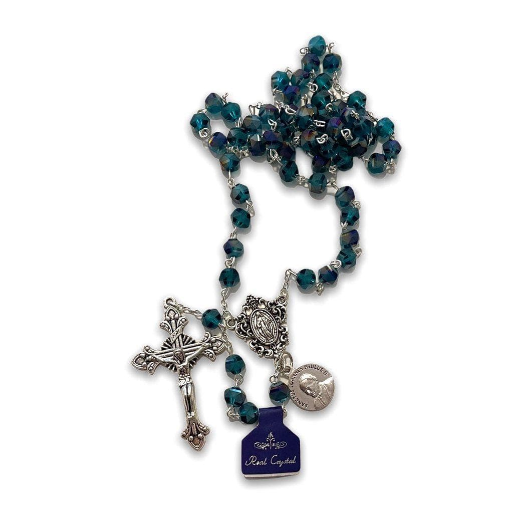 St. John Paul II - Green Rosary +Relic Medal Ex-Indumentis -Blessed By Pope-Catholically