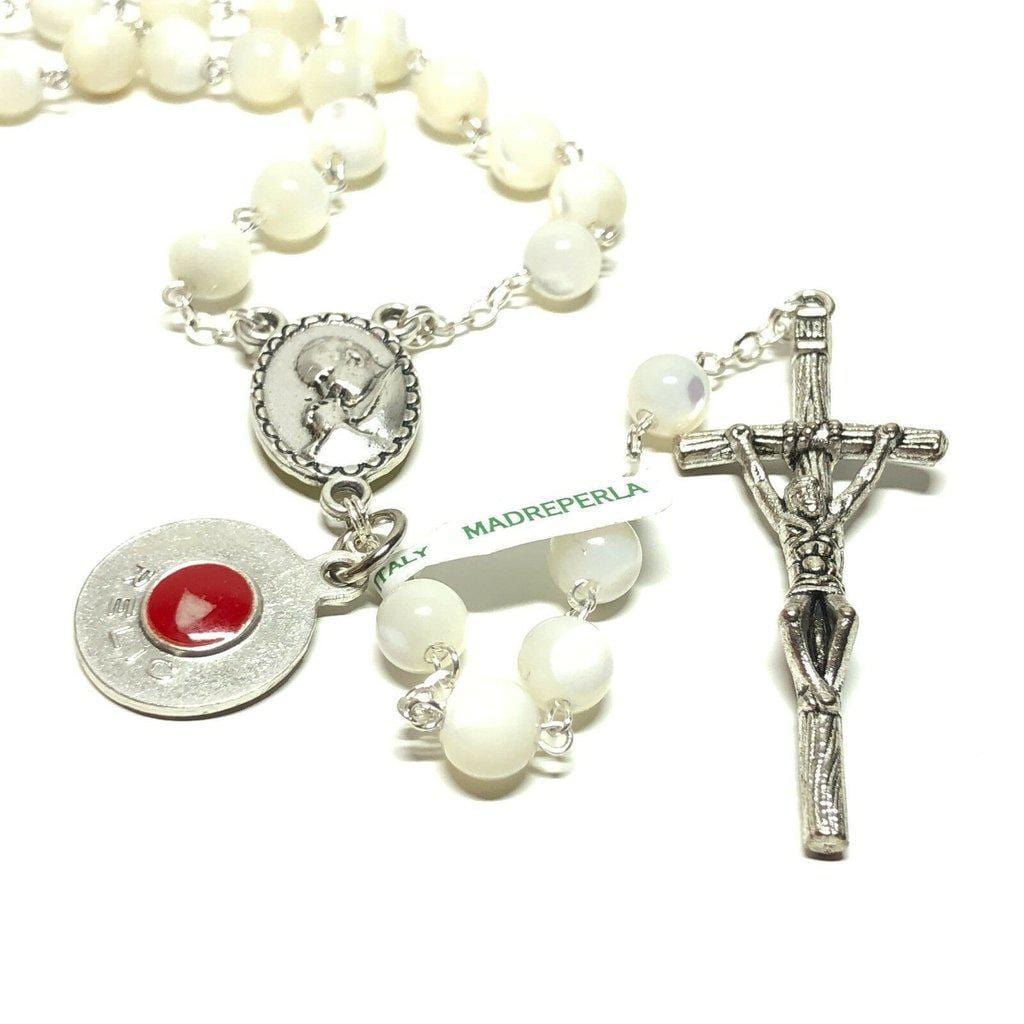 St. John Paul II - Mother of Pearl Rosary -Relic ex-indumentis medal -Blessed - Catholically