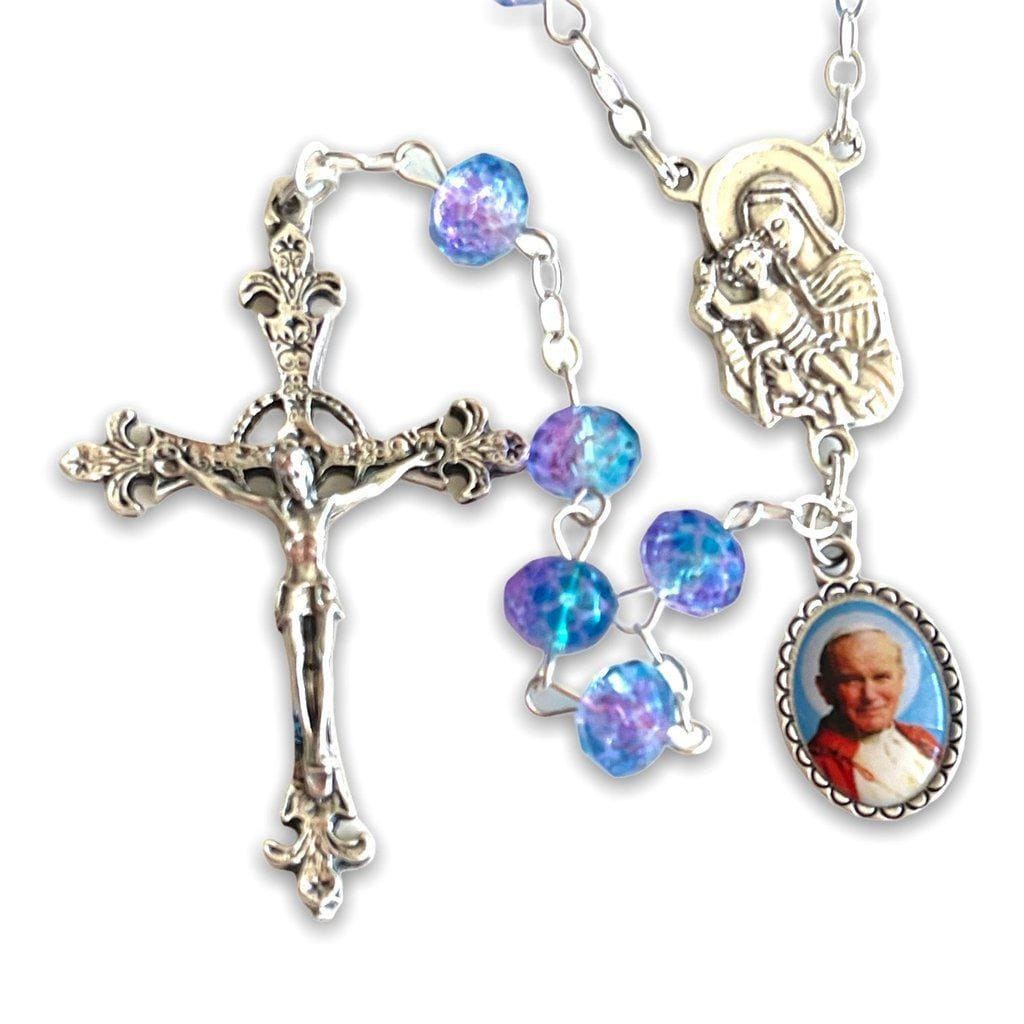 St. John Paul Ii - Turquoise Rosary -Relic Ex-Indumentis Medal -Blessed-Catholically