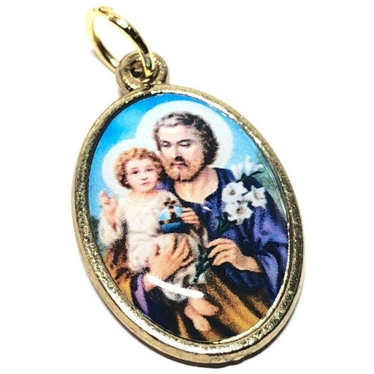 St. Joseph & Baby Jesus Medal - Blessed by Pope Francis - Catholic pendant - Catholically