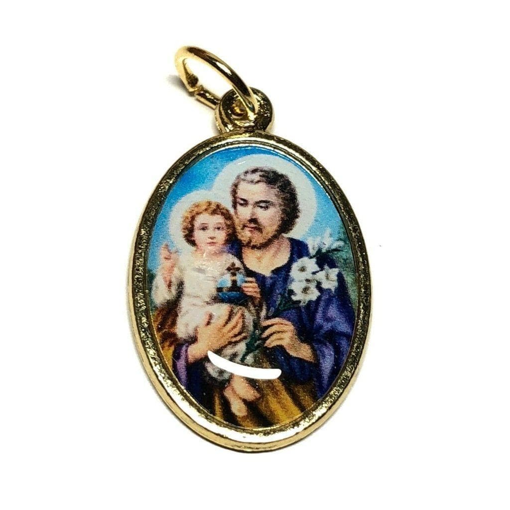 St. Joseph & Baby Jesus Medal - Blessed by Pope Francis - Catholic pendant - Catholically