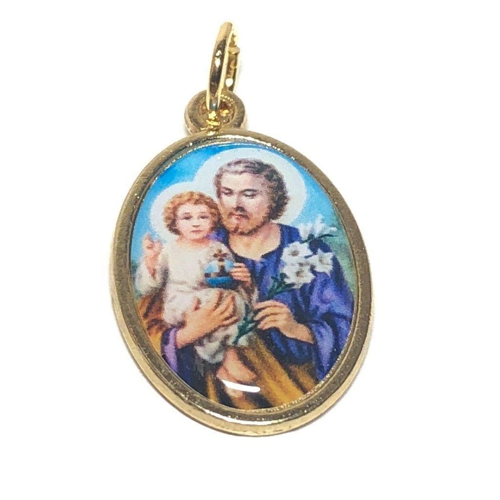 St. Joseph & Baby Jesus Medal - Blessed by Pope Francis - Catholic pendant - Catholically