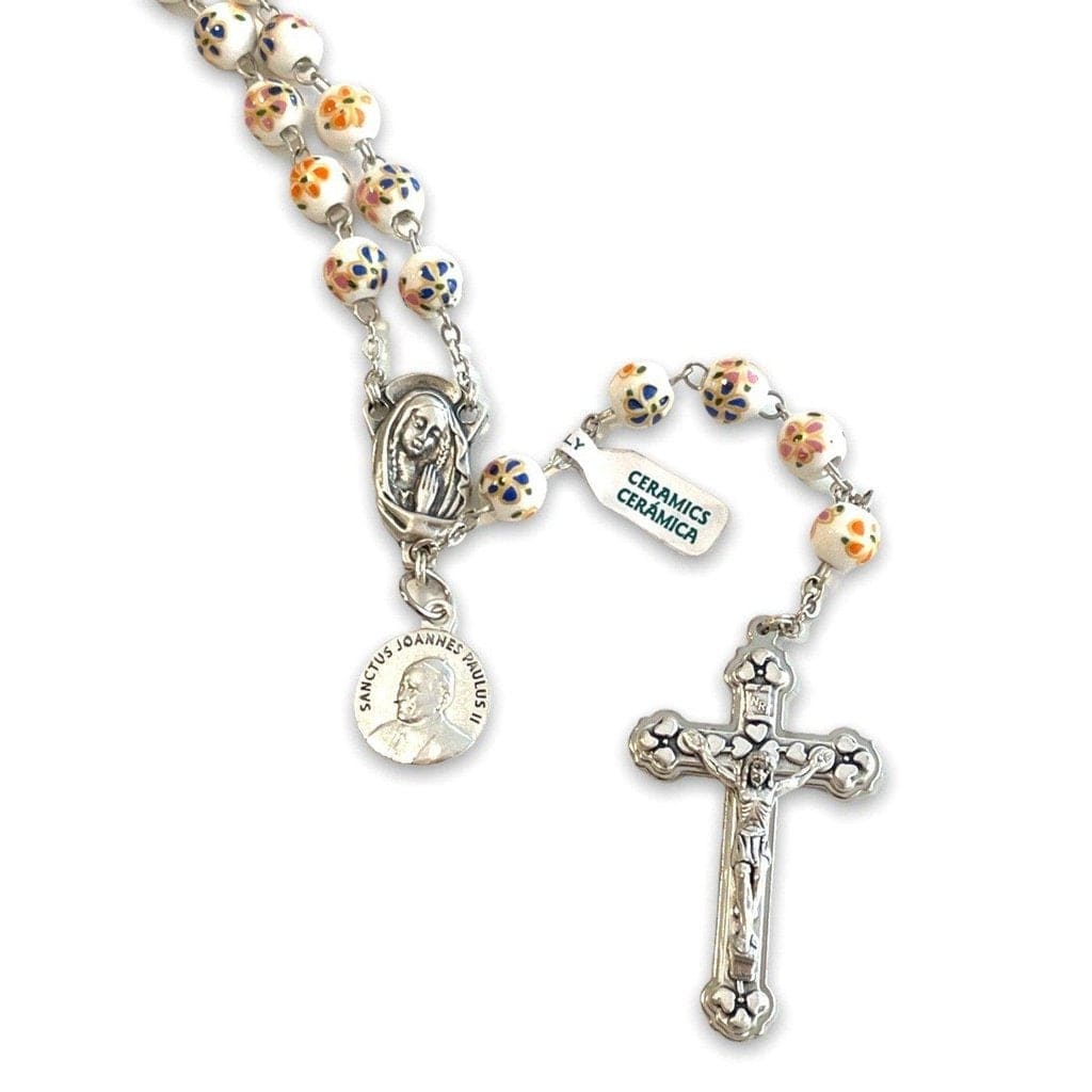 St. JPII Ceramic Rosary - Catholic Prayer Beads - Blessed Pope Francis-Catholically