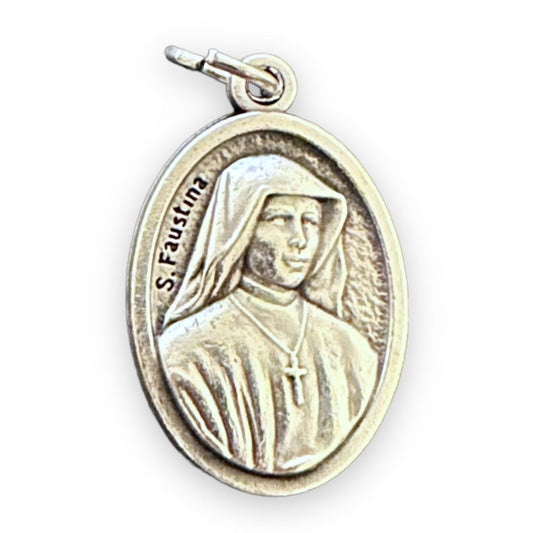 Catholically Medal St. Mary Faustyna Kowalska  Faustina  Silver Oxidized Medal Pendant