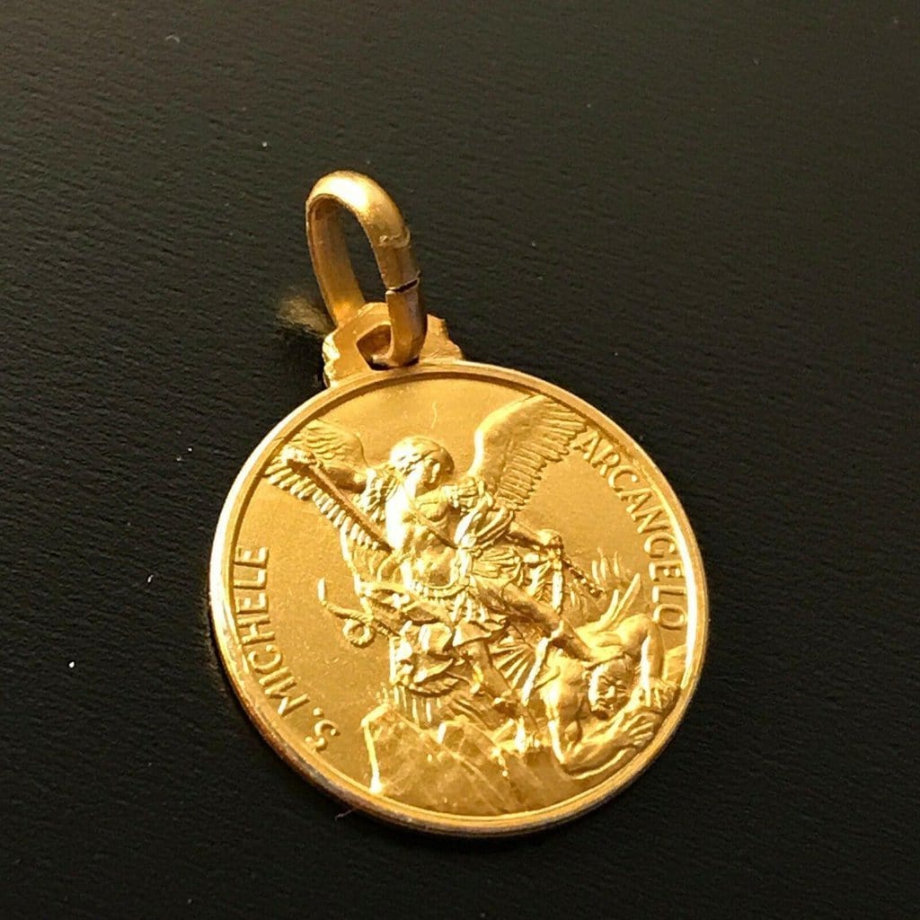 Gold st michael pendant sales police