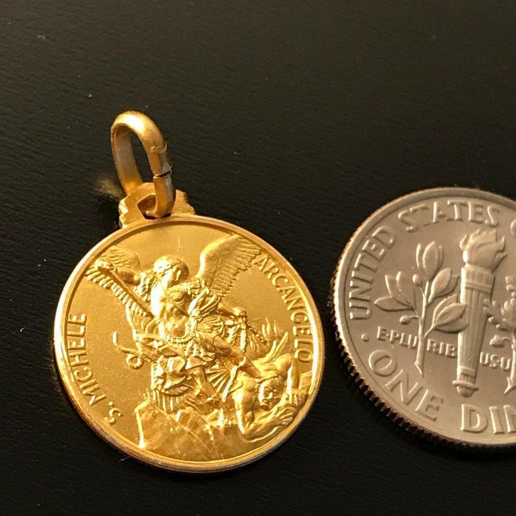 St. Michael Archangel Gold Plated 925 Silver Medal - Patron Of Police-Catholically