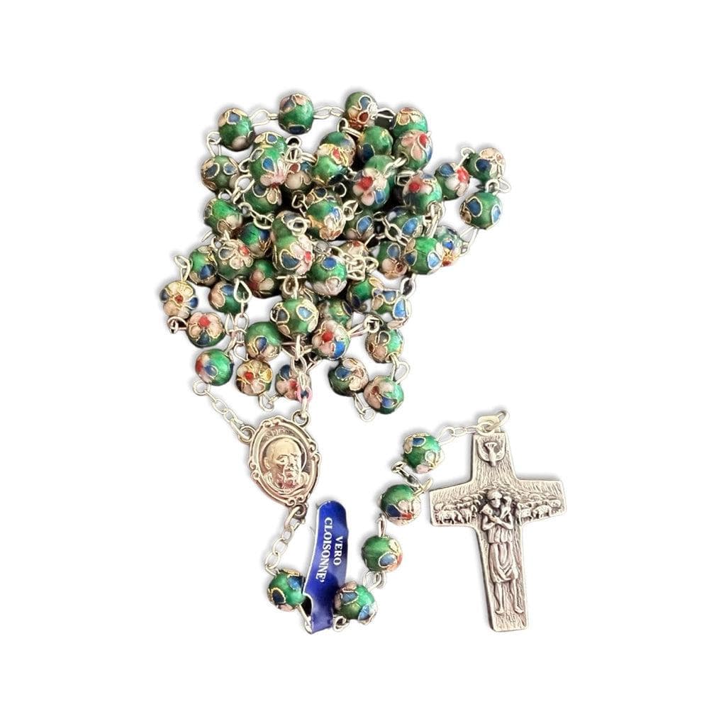 Catholically Rosaries St. Padre Pio Green Rosary Blessed By Pope with Relic
