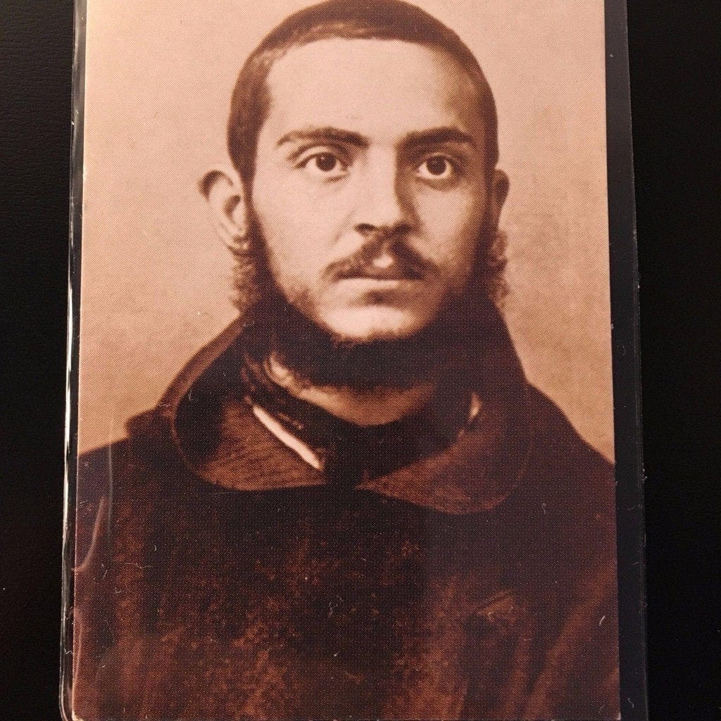 St.Padre Pio HOLY CARD w/ 2nd class Relic  Saint Father Pio ex-indumentis - Catholically