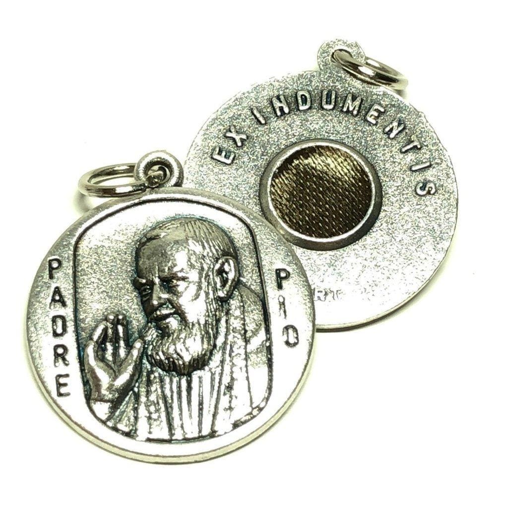 St. Padre Pio Pietrelcina Relic medal Catholic charm - St. Pio ex-indumentis - Catholically