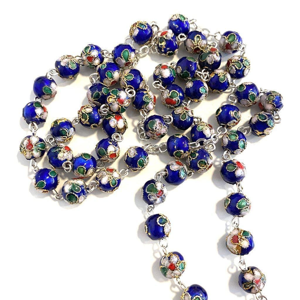St. Padre Pio Relic Blue Cloisonne Rosary - Blessed By Pope Francis-Catholically