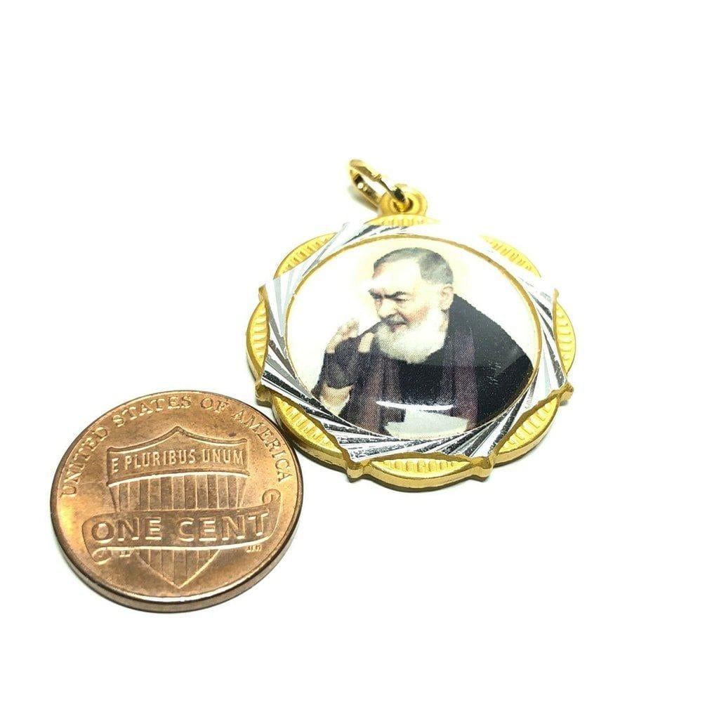 St. Padre Pio relic medal pendant - St. Father Pio ex-indumentis - vestment - Catholically