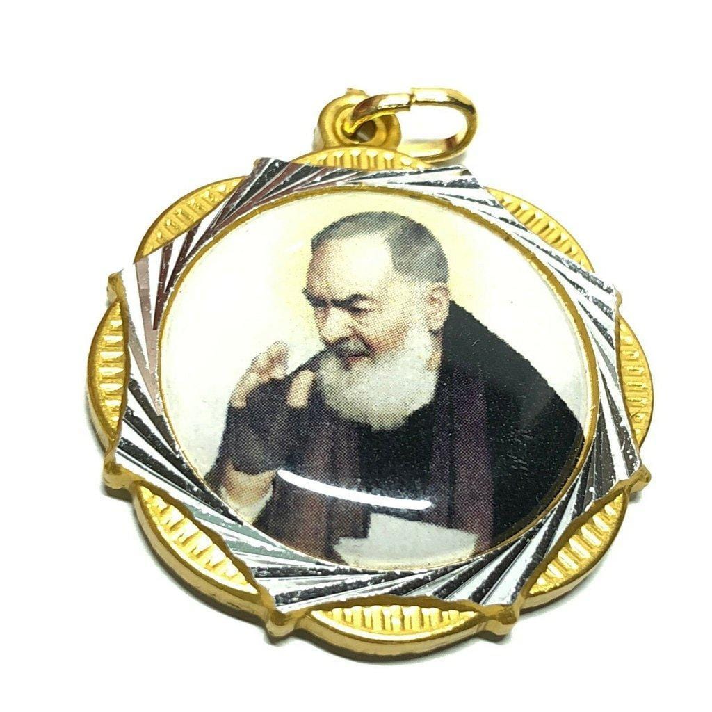 St. Padre Pio relic medal pendant - St. Father Pio ex-indumentis - vestment - Catholically