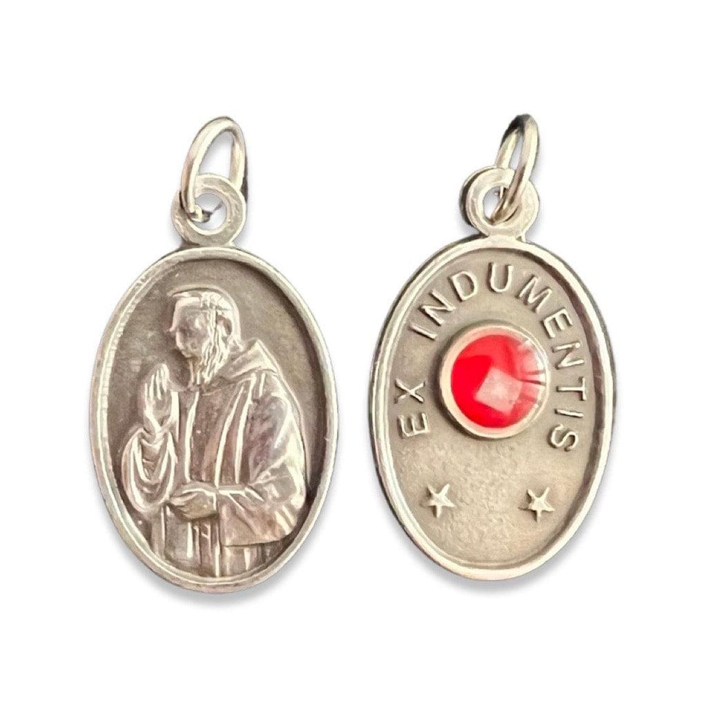 Catholically Patron Saint Medal St. Padre Pio Relic Medal Pendant - St. Father Pio Relic Ex-Indumentis