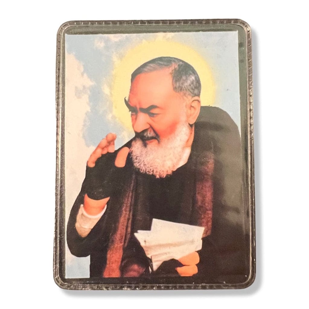 Catholically Holy Card St. Padre Pio Vintage Laminated Holy Card With 2nd Class Relic Ex-Indumentis