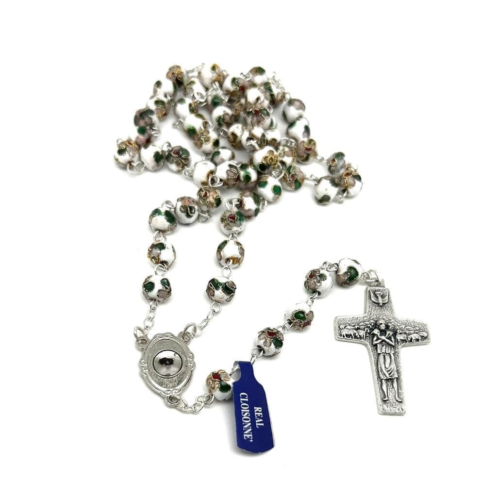 Catholically Rosaries St. Padre Pio White Rosary Blessed By Pope with Relic