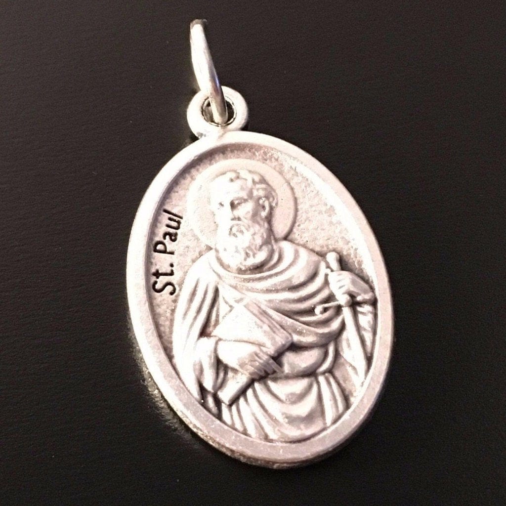 St. Peter & St. Paul apostles Silver Oxidized Medal Pendant  Blessed by Pope - Catholically