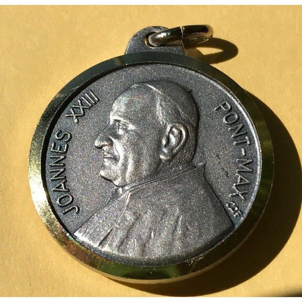 St. Pope John XXIII -2nd class relic vestment OLD Medal Pendant - Catholically