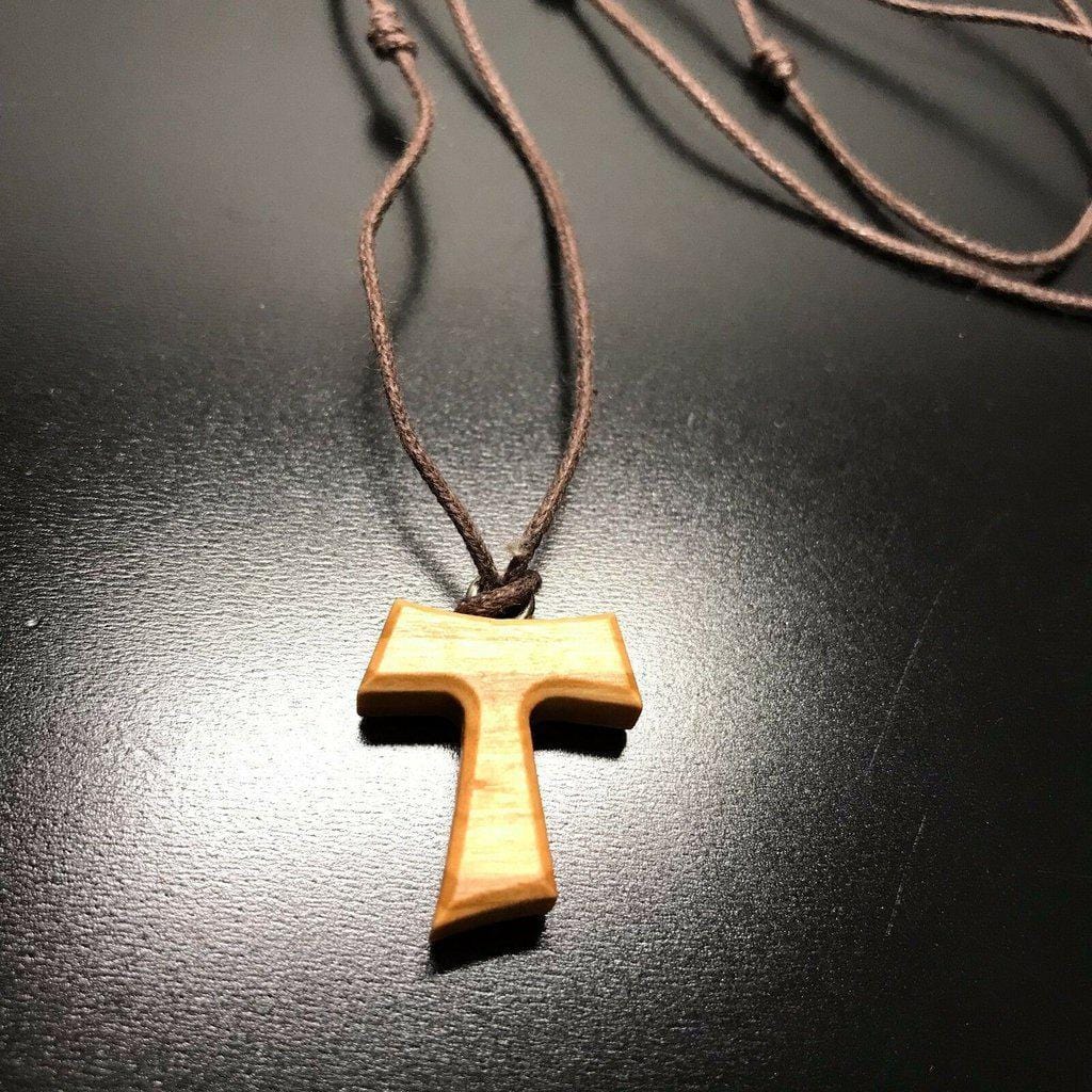 TAU Wooden Cross Blessed by Pope - Franciscan crucifix 1/2 - Catholically